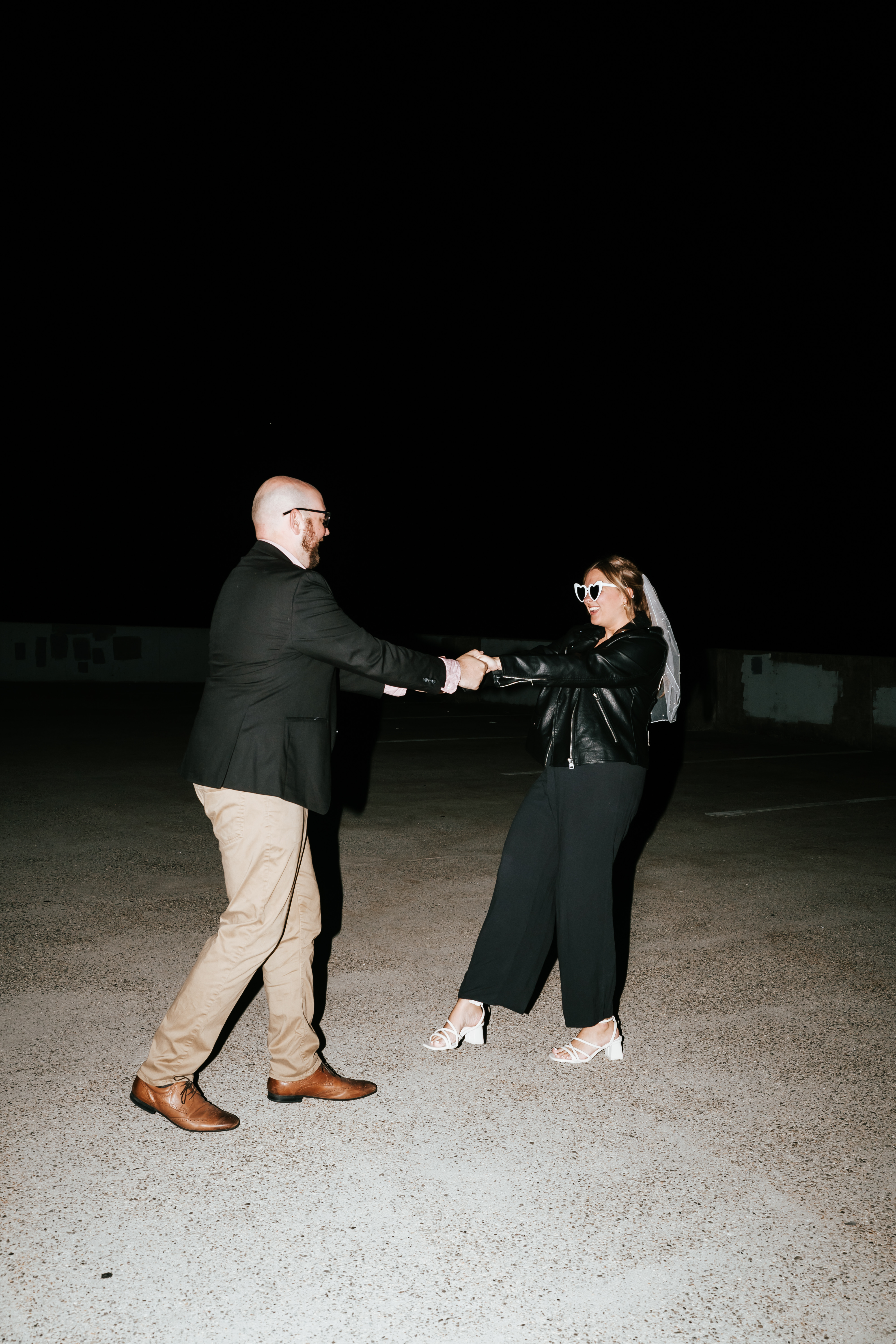 Direct Flash Rooftop Engagement Photos Maryland Wedding Photographer