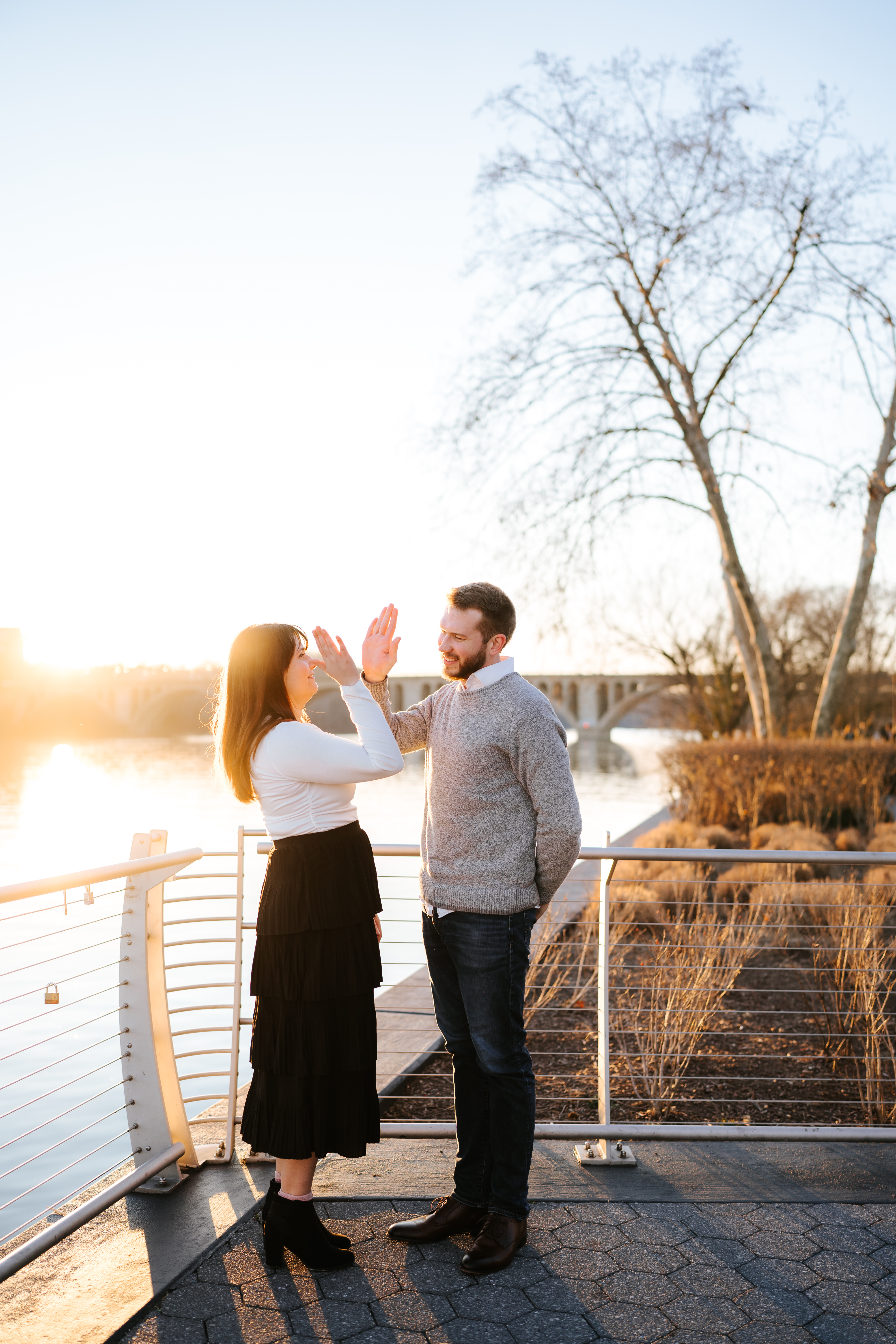 Winter Georgetown Waterfront Engagement Session Park District of Columbia Wedding Photographer