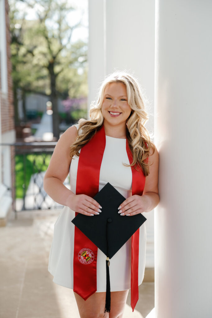 Spring Graduation Photography Session at The University of Maryland College Park, Maryland captured by UMD Graduation Photographer Brenna Marie Photography