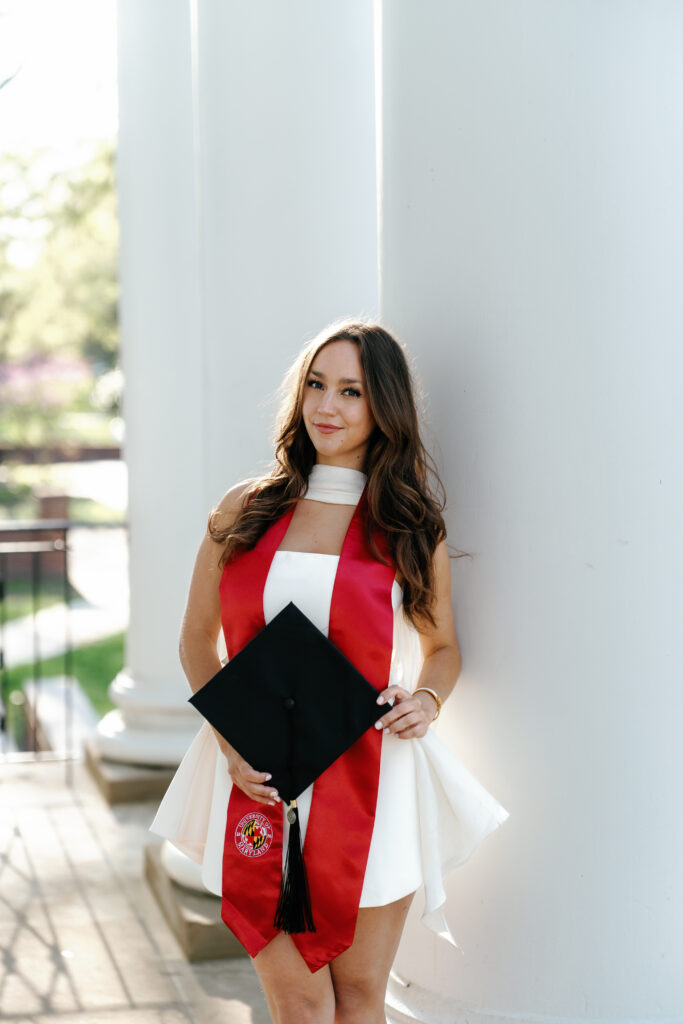 Spring Graduation Photography Session at The University of Maryland College Park, Maryland captured by UMD Graduation Photographer Brenna Marie Photography