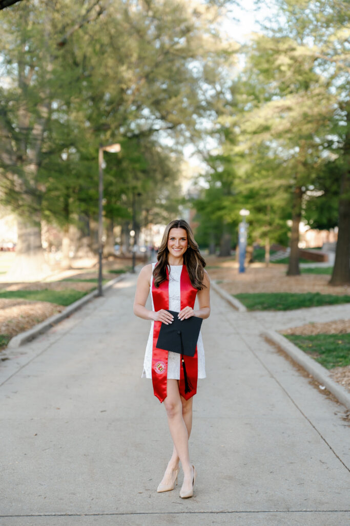 Spring Graduation Photography Session at The University of Maryland College Park, Maryland captured by UMD Graduation Photographer Brenna Marie Photography