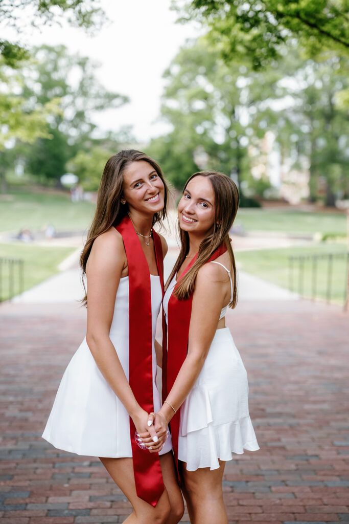 Spring University of Maryland Graduation Photography Best friend poses