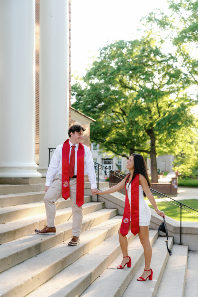Couple Graduation Photoshoot Poses at The University of Maryland