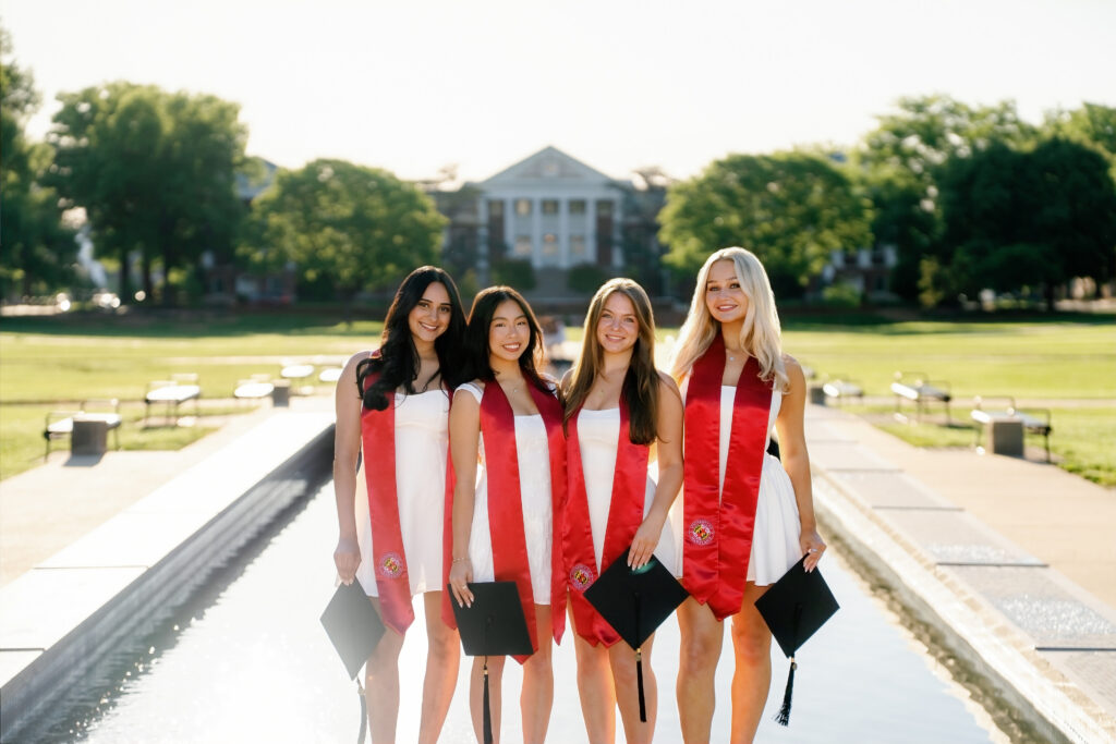 Sunrise Group Graduation Photography Session at The University of Maryland College Park, Maryland captured by UMD Graduation Photographer Brenna Marie Photography